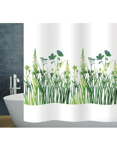 Текстилна завеса за баня Diaqua Joya - 120x200 см, бяло-зелена