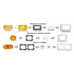 Монтажна рамка Bticino Classia R4702 - 2М/1G, 75х75 мм, двумодулна, немски стандарт