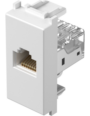 Компютърна розетка TEM KM37PW-B - RJ45, KS, CAT5E, бяла, едномодулна, италиански стандарт