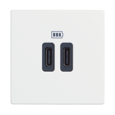 USB розетка Bticino Classia RW4286C2 - C+С, 5 VDC, до 3000 mAh, бяла, едномодулна, немски стандарт