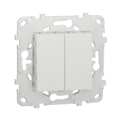 Сериен ключ с монтажна рамка Schneider Electric Unica - 10 A, 2 модула, RAL 9003 бял, електромеханичен