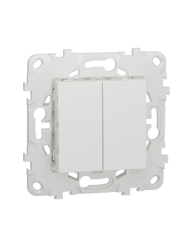 Сериен ключ с монтажна рамка Schneider Electric Unica - 10 A, 2 модула, RAL 9003 бял, електромеханичен