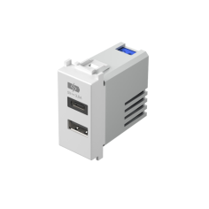 USB зарядно TEM EM68PW-B - 5 V, 3 А, 1хUSB тип А, 1хUSB тип С, бял, едномодулен, италиански стандарт