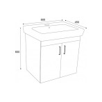 Шкаф с умивалник Касерта - ДхШхВ 45х60х60 см, PVC, цвят коняк, 2 врати