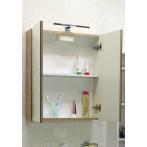 Огледален шкаф с LED осветление Класика Морено - ДхШхВ 16х60х70 см, PVC, цвят дъб, 2 огледални врати