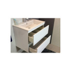 Шкаф с умивалник Зеро - ДхШхВ 43х65х55 см, PVC, бял, 2 чекмеджета