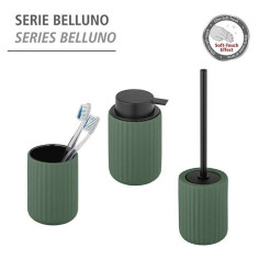 Комплект четка за тоалетна Belluno - Керамика и неръждаема стомана, зелен и черен