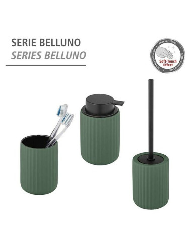 Комплект четка за тоалетна Belluno - Керамика и неръждаема стомана, зелен и черен