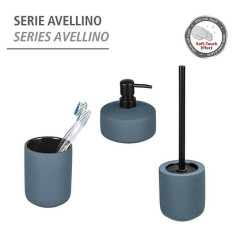 Комплект четка за тоалетна Avellino - Керамика и пластмаса, син и черен