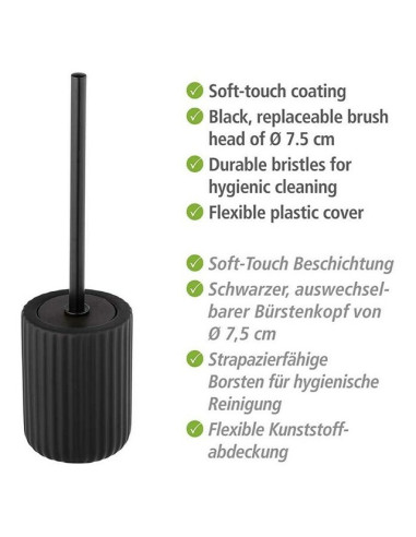Комплект четка за тоалетна Belluno - Керамика и неръждаема стомана, черен