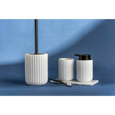Комплект четка за тоалетна Belluno - Керамика и неръждаема стомана, бял и черен