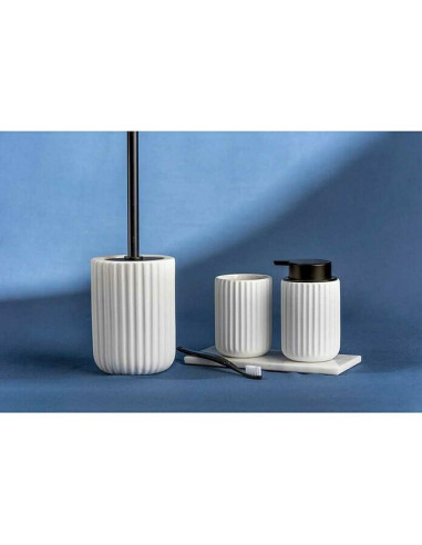 Комплект четка за тоалетна Belluno - Керамика и неръждаема стомана, бял и черен