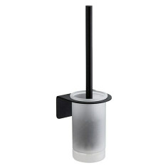 Imagén: Комплект четка за тоалетна Antwerpen - Стъкло и неръждаема стомана, черен мат