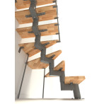 Г-образна стълба Comfort Style Turn, стъпала бук - парапет в сребрист цвят