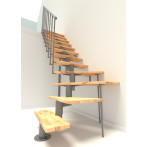 Г-образна стълба Comfort Style Turn, стъпала бук - парапет в сребрист цвят