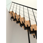 Г-образна стълба Comfort Style Turn, стъпала бук - парапет в черен цвят