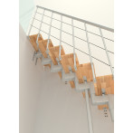 Г-образна стълба Comfort Style Turn, стъпала бук - парапет в бял цвят