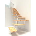 Г-образна стълба Comfort Style Turn, стъпала бук - парапет в бял цвят