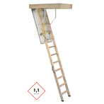 Сгъваема таванска стълба Complete 119/69/-280 см - топлоизолирана, бял капак MDF, дървена рамка