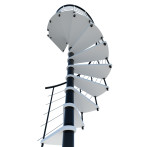 Вита стълба VENEZIA Smart - стъпала от бук - бели, сребрист парапет - черен - диаметър - Ø: 100, 120, 140 и 160 см