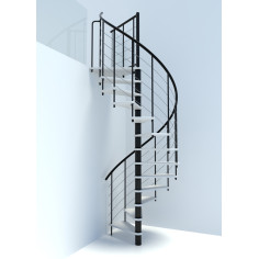 Imagén: Вита стълба VENEZIA Smart - стъпала от бук - бели, парапет - черен - диаметър - Ø: 100, 120, 140 и 160 см