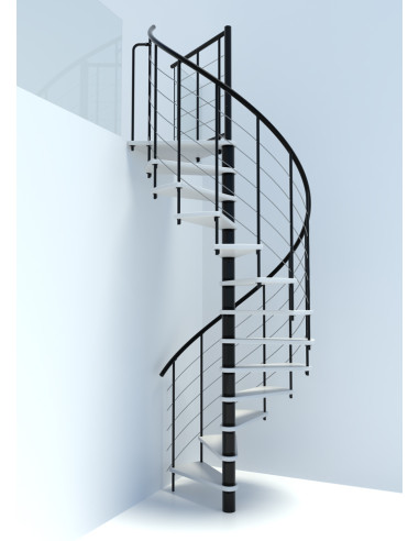 Вита стълба VENEZIA Smart - стъпала от бук - бели, сребрист парапет - черен - диаметър - Ø: 100, 120, 140 и 160 см