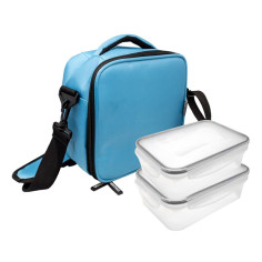 Imagén: Термоизолираща чанта за храна с две кутии - 500 и 1000 мл. - цвят син