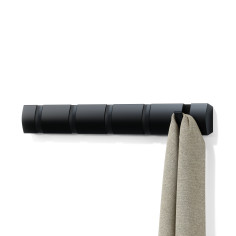Закачалка за стена с 5бр. закачалки “FLIP“ - цвят черен