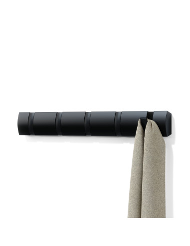 Закачалка за стена с 5бр. закачалки “FLIP“ - цвят черен