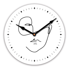 Imagén: Стенен часовник Лице - Ø29 см, MDF, бял