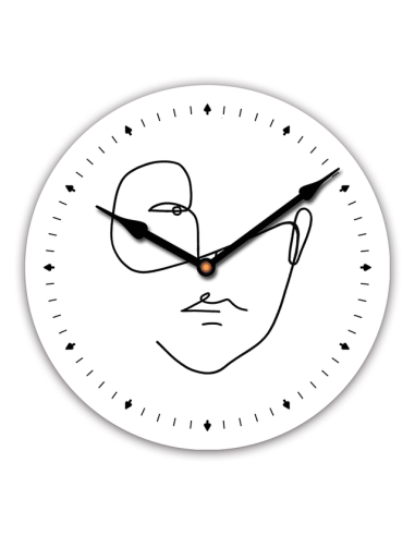 Стенен часовник Лице - Ø29 см, MDF, бял