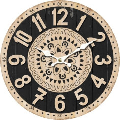 Стенен часовник Мандала - Ø34 см, MDF, кафяв