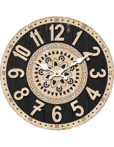 Стенен часовник Мандала - Ø34 см, MDF, кафяв