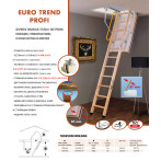 Сгъваема таванска стълба Euro Trend Profi - 119 X 59 см, h-280, топлоизолирана