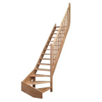 Дървена стълба Classic Turn - дясна с парапет