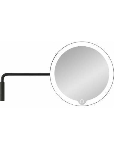 Увеличително огледало MODO за стенен монтаж с LED светлина - цвят черен - Blomus