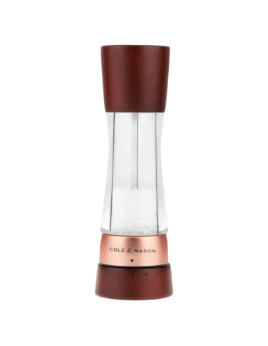 Мелничка за сол “DERWENT CHESTNUT ROSE GOLD“ - 19 см. - с механизъм за прецизност - цвят орех / розово злато