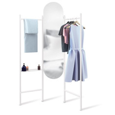 Свободностоящо огледало със закачалка за дрехи и поставка за аксесоари “VALA“ - цвят бялUMBRA
