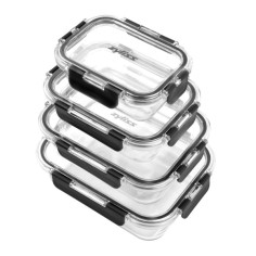 Комплект от 4 бр. стъклени кутии за храна с херметическо затваряне - различни размери - ZYLISS