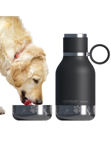 Термобутилка с купичка за куче “DOG BOWL“ - 1000 мл - цвят черeн - ASOBU