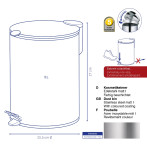 Кош за отпадъци с педал “Mats“ - сребрист мат - 5 л. - KELA