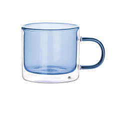Цветна двустенна стъклена чаша “LUXOR“ - 300 мл. - синя - FAUBOURG