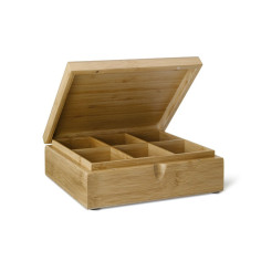 Бамбукова кутия за чай с 6 отделения и дървен капак - BREDEMEIJER