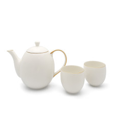 Порцеланов сет за чай с 2 бр. чаши и стоманен филтър “Canterbury“ - бял - 1,2 л. - BREDEMEIJER