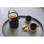 Сет от 2 керамични чаши за чай с бамбукови подложки “Umea“ - черни - 250 мл. - BREDEMEIJER