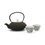 Сет от 2 порцеланови чаши за чай “Yantai“ - кафяво - черни - BREDEMEIJER