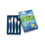 Комплект стоманени детски прибори за хранене “Водни животинки“ - 4 части - ZILVERSTAD