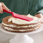 Силиконова шпатула за торта 3 в 1 - за рязане, сервиране и размазване - червена