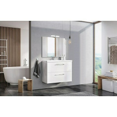 Комплект мебел за баня Riva Compact - 80 см, шкаф, умивалник, огледало с LED осветление
