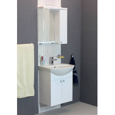 Комплект мебел за баня с умивалник ПМ 55 - 55х64х32 см, PVC, бял, 2 врати